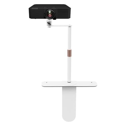 Soporte para proyector, giratorio 360°, altura ajustable, soporte oculto para proyector con interfaz de tornillo de 1/4 pulgadas, soporte de suelo para mini proyector para cama y sofá (blanco)