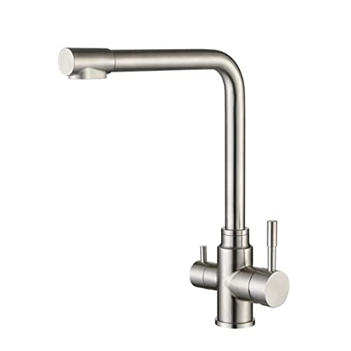 Mitigeur cuisine 3 voies acier inoxydable brossé robinet évier robuste