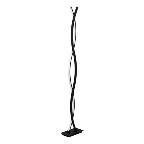 EGLO LED Stehlampe Lasana 3, 2 flammige Stehleuchte Modern, Standleuchte aus Stahl, Aluminium und Kunststoff, Wohnzimmerlampe in Schwarz, Weiß, Lampe mit Tritt-Schalter, warmweiß