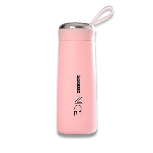Image of Nice Water Bottle, Glass Inner Liner with Silicone Protective Cover Hot and Cold Thermoware 400ml Vaccum Flask Glass Water Bottle | Leak Proof | BPA Free | Air Tight Lid | (Multicolour-Pack of 4)