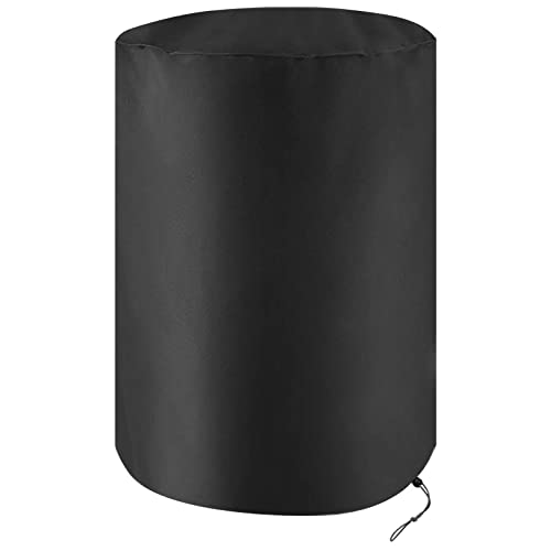 55 Gallon Drum Cover Water Storage Barrel Cover Waterproof Outdoor Rain Barrel Cover Plastic Steel Barrel Water Collector Container Cover All Weather Protection with Drawstring, Black