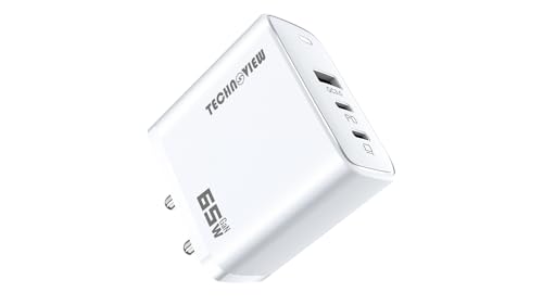 Image of TECHNOVIEW 65W Triple Port GaN Charger | PD 3.0, QC3.0, QC4.0 /PPS Fast Charging Ports | Compact Adapter | Compatible with All Flagship Apple /Android Phones and laptops (White)