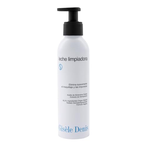 GISÈLE DENIS - Leche Limpiadora 250 ml, Limpiador Facial Desmaquillante, Nutre, Cuida y Limpia la Piel, Antioxidante, con Aceite de Almendras y Extracto de Siempreviva, Uso Diario