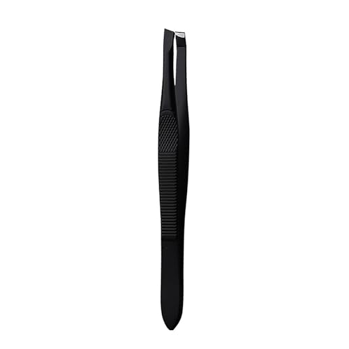 ToolHouse Stainless Steel Slant Tip Tweezers Eyebrow Grooming Tool for Men & Women Facial Hair Tool Suitable for Eyebrow Shaping & Fine Hair Grooming (Black)
