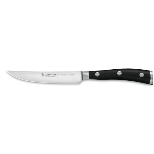 Wüsthof CLASSIC IKON Precision Forged High-Carbon StainlessSteel German Made, St, 4.5"" Steak Knife Full-Tang Handle with Half Bolster