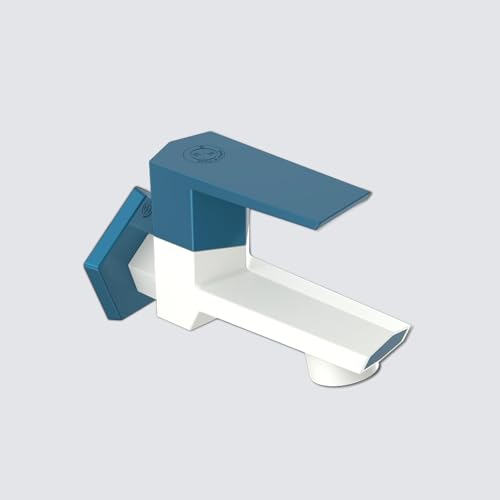 Image of RN PTMT Bib Cock for Bathroom | 15mm Foam Flow Water Tap with Flange | Luxury G20 Series Faucet | High-Grade Engineering Polymer Tap (White Marine Blue Dual, Pack of 1)