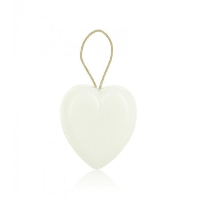 Savon de Marseille cœur blanc avec corde-savon artisanal au beurre de karité bio 95g