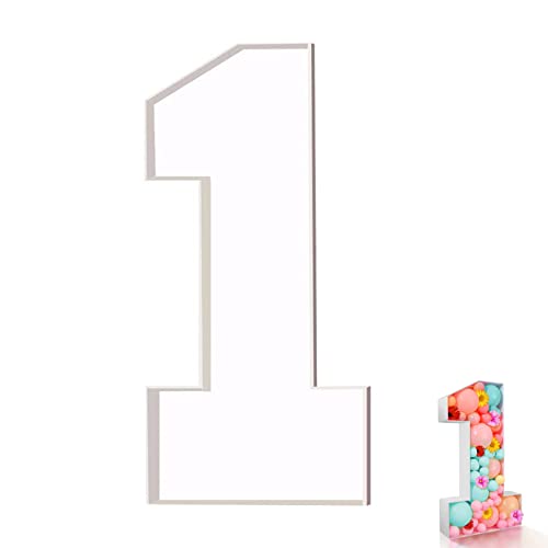 Número de globos, número de globo 1, 28.74 cartón relleno 1, caja decorativa de tablero de globo para la fiesta de cumpleaños de aniversario (no incluidos globos)