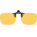 JESSIEDANTON HD Night Vision Polarized Clip-on Flip Up Metal Clip Rimless Sunglasses, Lightweight, XL Size, Yellow Lens