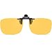 JESSIEDANTON HD Night Vision Polarized Clip-on Flip Up Metal Clip Rimless Sunglasses, Lightweight, XL Size, Yellow Lens