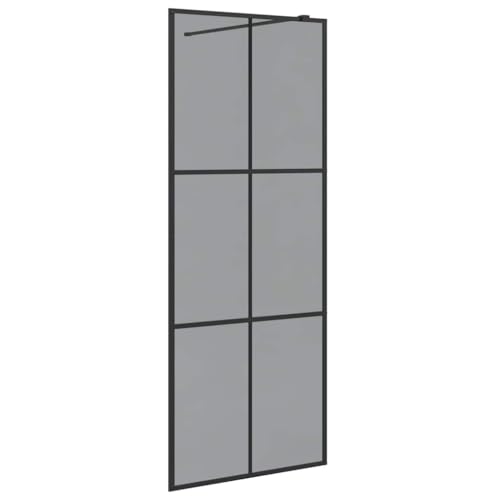 vidaXL Walk-in Shower Wall Black 80 x 195 cm Tempered Glass,