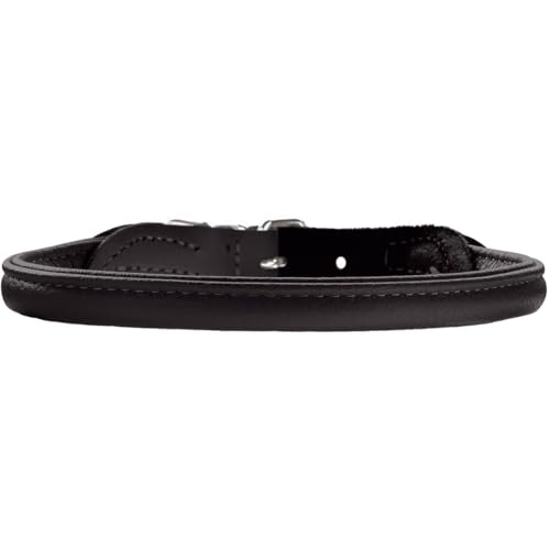 HUNTER Hundehalsband Round & Soft ELK – weiches Elchleder Halsband für Hunde, fellschonend, robust, handgefertigt, mit Nylonkern für Langlebigkeit, Farbe: schwarz, Größe: 50
