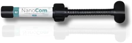 NanoCom Restorative Composite Shade B2 Nano Hybrid Dental Composite High Strength Aesthetic Restorative Material for Anterior and Posterior Fillings 4g Syringe