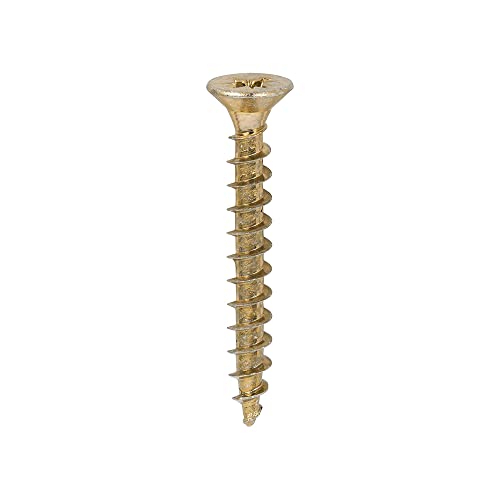 TIMCO Solo Chipboard & Woodscrews - Gold - 5.0 x 40 - Box of 200 - A Single Thread woodscrew mainly Used in Various Types of Timber and Man-Made Boards or into Masonry with The use of Plastic Plug