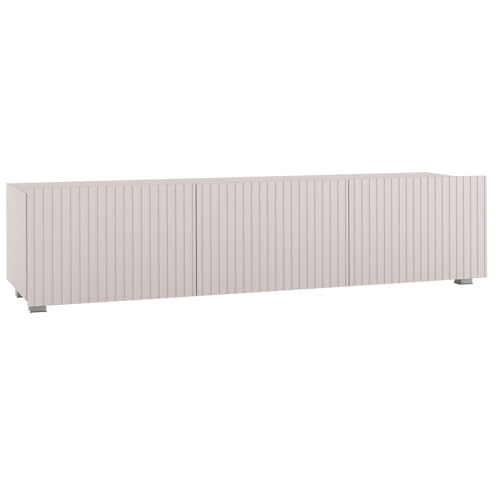 Lomadox Wohnzimmer TV-Board 150 cm Breite mit Rillenfront in Kaschmir, 3...