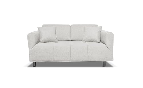Nuvole di Sonno - Divano Letto Levis trasformabile in Letto con Materasso Comfort, Design Moderno Salvaspazio, Rivestimento Sfoderabile, 2 Cuscini in Omaggio, Made in Italy (Beige)