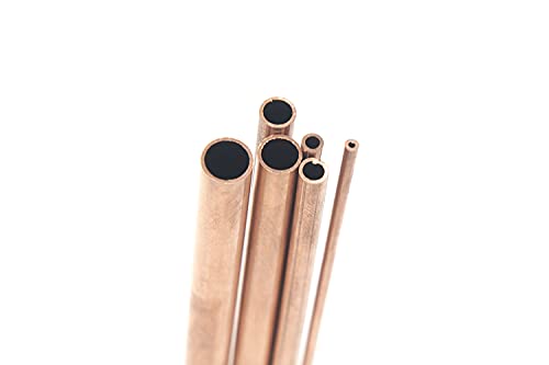 Resalet Round Copper Tube, 2Mm 3Mm 4Mm 5Mm 6Mm 7Mm Od X 0.5Mm Wall Thickness 300Mm Length Seamless Straight Pipe Tubing, Pack Of 6 Pcs #TOP3