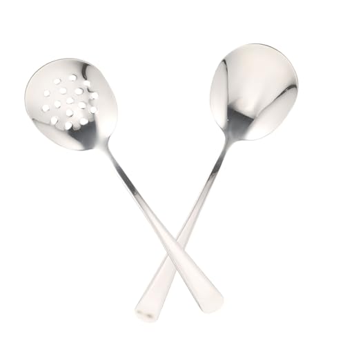 Cabilock Ergonomic Dinner Spoons Set 2 Small Serving Spoons Stainless Steel Slotted Utensils Kitchen Accessory