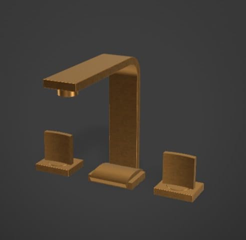 Widespread Lavatory Faucet, Gold Finish, 3-Hole Installation, Model G-3610-C14WB