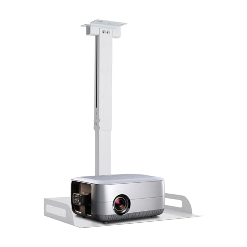 Vielrosse Support universel pour projecteur au plafond/mur, support de projecteur avec tablette, capacité de charge 14 kg, plateau 35 x 22 cm, hauteur réglable 34 à 56 cm, pour projecteurs, routeurs,