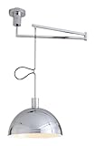 Modern Chrome Adjustable Swing Arm Pendant Light - Large Dome Industrial Hanging Lamp Fixture...