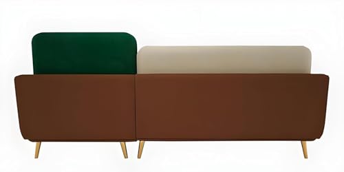 Image of Stylish & Modern Cushioned Couch Relax sectional Sofa in Fabric & Velvet and Heavy Duty Sofa for bedrooms, Living Rooms Guest Rooms Home and Office-(LHP 4 Seater Green & Brown).