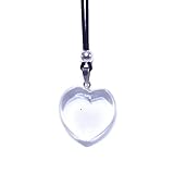 Colgante ajustable piedra energetica natural y zamak bañado en plata. Collar con colgante en forma de corazón. Piedras curativas. Piedras de protección (Cuarzo Transparente)