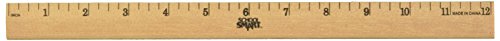 School Smart 1/4 Inch Scale Wooden Plain Edge Ruler with Single Beveled Edge