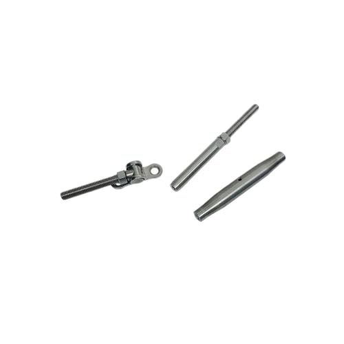 Tensor Deck Toggle y Swage Stud de 1/4" para cable de 1/8" de acero inoxidable T316 miniatura 7