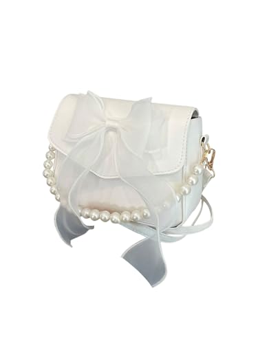 Image of COZYEASE Women's Bowknot Beaded Flap Square Bag Adjustable Strap Crossbody Shoulder Bags Small Purse