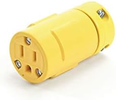 Daniel Woodhead 1547 Super-Safeway Connector, 2 Poles, 3 Wires, NEMA 5-15 Configuration, Yellow, 15A Current, 125V Voltage