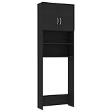 Farbe: Schwarz vidaXL Waschmaschinenschrank mit 2 Türen 2 offenen Fächern Badmöbel Badschrank Hochschrank Badhochschrank Schrank Schwarz 64x25,5x190cm Spanplatte