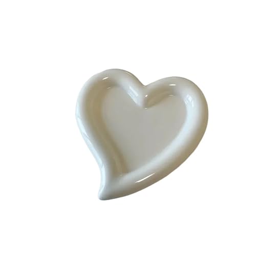 Bandeja De CeráMica para Joyas Platos de cerámica, Plato Blanco Plano, Bandeja for Guardar Joyas, Postre, frutero, tazón for Dulces.(6inch Heart White)