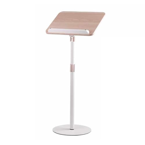 ページクリップ付きスタンディング読書スタンド、ポータブルラップトップスタンド、木製デスクポディウム、180°回転デスクトップ、耐荷重15kg、ホームオフィス用(23-70cm)