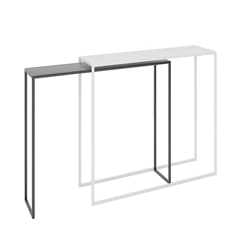 Mesa de consola industrial estrecha de pasillo con marco de metal geométrico para entrada