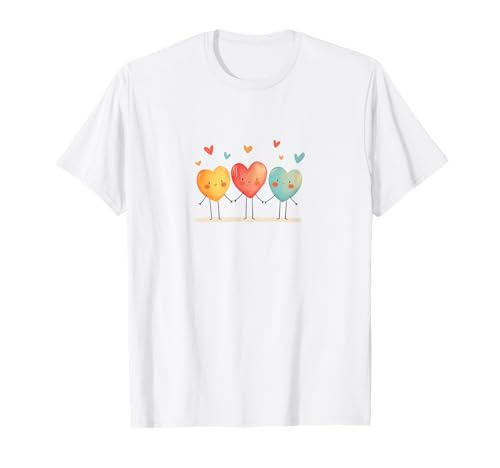 Corazones pequeños, a juego, familia, mirada de pareja, tres amigos Camiseta