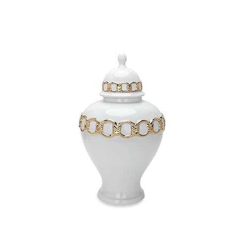 Noori Home 100% Modern Glam Ceramic Ginger Jar with Lid