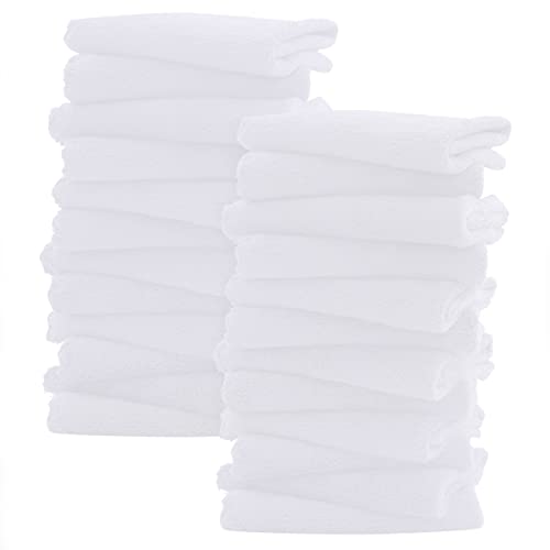 Image of Sunny zzzZZ Ultra Soft 24 Pack Baby Washcloths - 10x10 Inches - Coral Fleece Extra Absorbent Wash Clothes for Babies, Infants and Toddlers - Sensitive Skin and Newborn - Ideal Baby - White