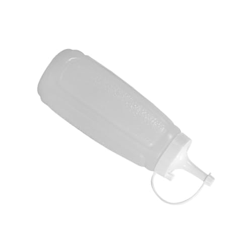TOGEVAL Botella Exprimible de Plástico Blanca con Tapa Resistente al Calor y Sellado Hermético Dispensador Práctico para Salsa Ketchup y Aderezos Cocina y Restaurante