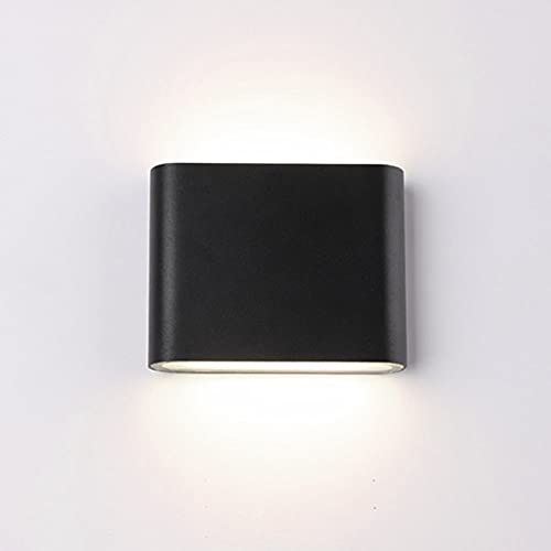 Aplique de Pared de Aluminio, Impermeable IP65, Cuadrado, para Exteriores, para jardín y hogar, para Interiores y baños, Color Negro (3000 k)