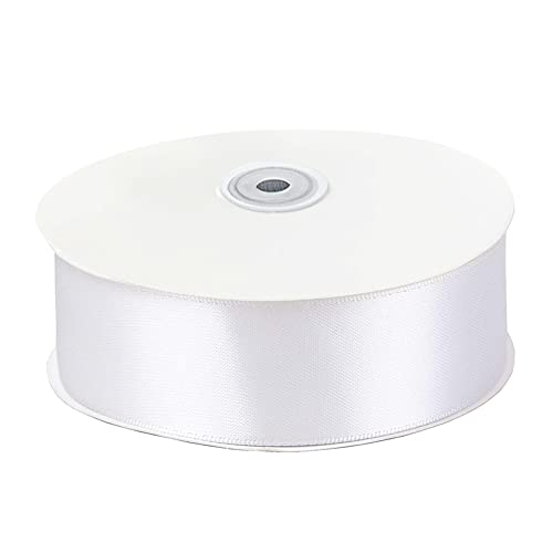 Image of Solid Color Double Faced White Satin Ribbon 1-1 /2 inch X 25 Yards, Ribbons Perfect for Crafts, Wedding Decor, Bow Making, Sewing, Gift Package Wrapping and More