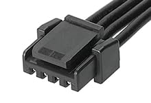 Molex/Waldom, 45111-0405, Micro-Lock Plus-to-Micro-Lock Plus Off-The-Shelf (OTS) Cable Assembly - 4 Circuits - 1.25mm Pitch - Single Row - 450.00mm Length - Black. (40 Item/s)