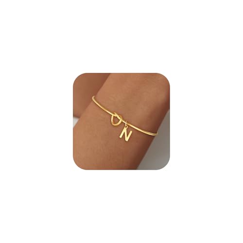 Image of Eaciy Initial Braclets for Girls Women - Teen Girls Gifts Trendy Stuff 18K Gold Plated Knot Initial Letter Bracelets Dainty A - Z Letter Bracelet Birthday Gifts for Girl Women Age 5-16