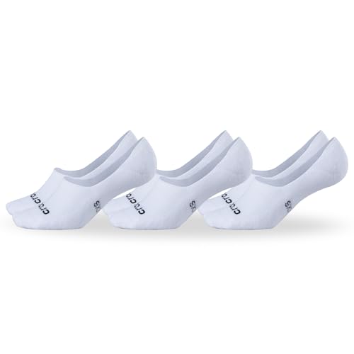 Crocs No Show Socks for Men and Women 3 Pairs Cushioned Sole Seamless Toe Casual Sock (S/M, White)
