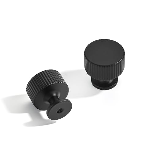 ZAUYX 20-Pack 1-1/8 Inch Knob Matte Black Cabinet Pulls Solid Heavy Duty Cabinet Pull is Suitable for Drawers Dressers Handles Kitchens Bathroom cabinets