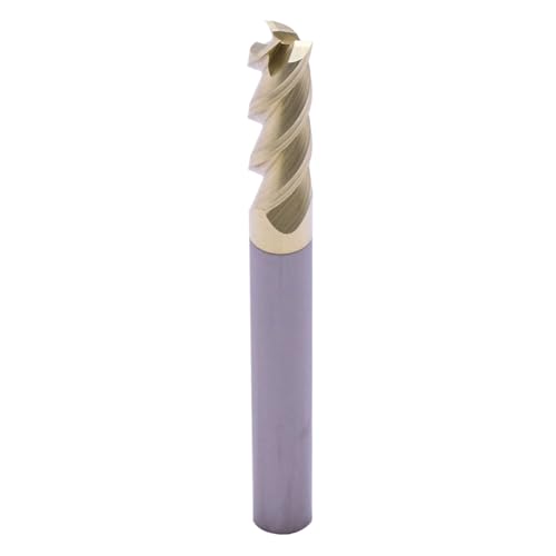 Image of 1 /4 inch 3 Flute 45 Solid Carbide Square End Mill for Aluminum, ZrN Coated | 45 Helix, 1 /4 inch Cutting Dia, 1 /4 inch Shank Dia, 3 /4 inch Length of Cut, 2-1 /2 inch Overall Length, for Milling Aluminum and Copper