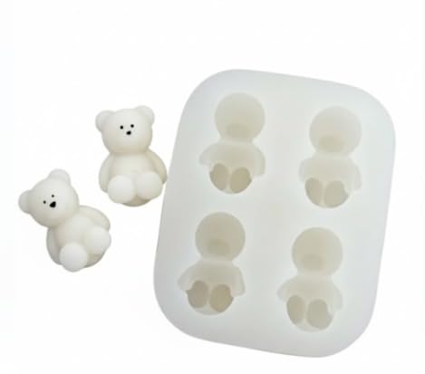 4-Cavity 3D Mini Sitting Teddy Bear Silicone Mold | Non-Stick Flexible Mould for Cute Candle, Soap, Resin, Clay, Wax & Chocolate Making-image-26