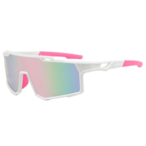 RTESDCN Gafas de sol deportivas for ciclismo, resistentes al viento, con protección UV400, for exteriores, ciclismo, correr, senderismo, esquí, unisex, for hombre y mujer.(WHITE*PINK)