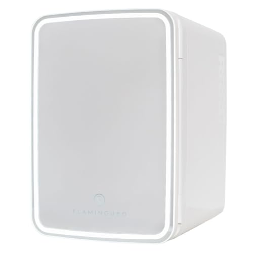 Flamingueo Nevera Pequeña 10L - Mini Nevera Espejo y Luz LED, Nevera 12V/220V, Función Frío y...