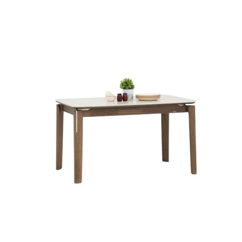 Image of Royaloak Muar Malaysian Sintered Top Dining Table 6 Seater | Wooden Dining Table with Sintered Stone Tabletop | Solid Wood Frame | Embossed Surface | Smooth Rounded Edges | Elegant Collection